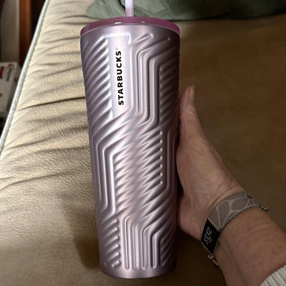 STARBUCKS KITCHEN Soft Rose Geometric Metal Cold Cup 24 oz NWT Starbucks Cup
